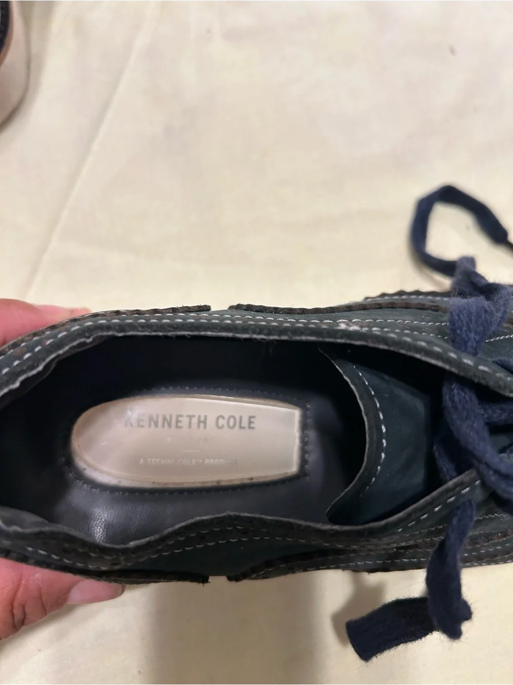 Kenneth Cole Navy Suede Wingtip Oxfords